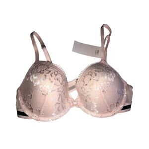Marks Spencer Bra Size UK/US 34C EUR 75C FR 90C Pale Rose Lace Padded Plunge NEW